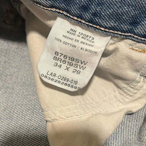 RUSTLER Men’s Straight Leg Jeans 34x29 Faded Blue Denim Preloved Work Jeans - Picture 4 of 6